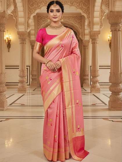 SZN Floral
                        Embroidered Art Silk Kanjeevaram Saree