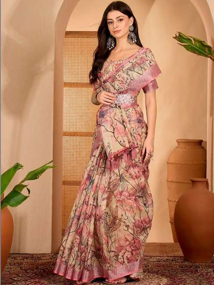 RITABEN HARESHBHAI
                        BHALIYA Linen Blend Saree