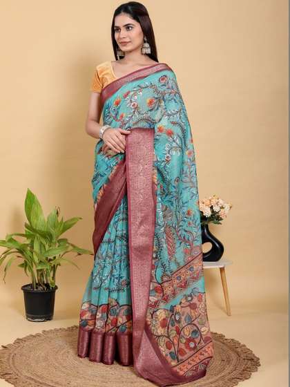 RUDRAKSH1991 Linen
                        Blend Saree