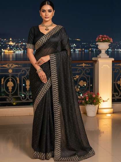 SZN Embellished
                          Beads and Stones Pure Georgette Heavy Work
                          Saree
