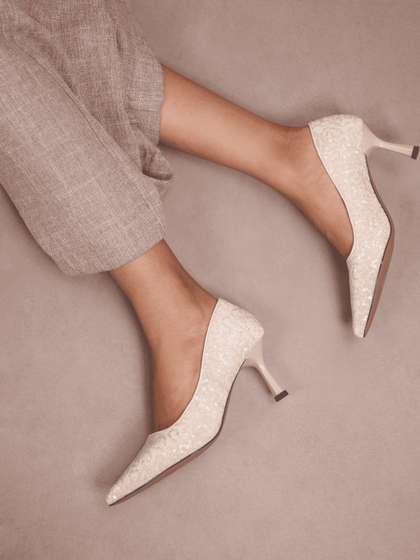 CAI Beige Sequin
                          Pointed Toe Heels