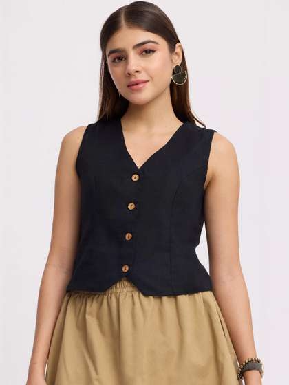 Virgio Pure Cotton
                        V-Neck Button Waistcoat