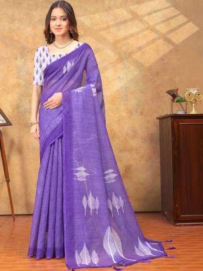 RUDRAKSH1991 Linen
                        Blend Saree