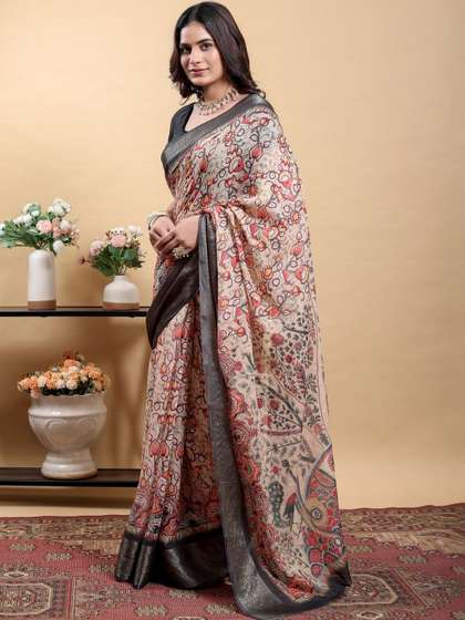 RUDRAKSH1991 Linen
                          Blend Saree