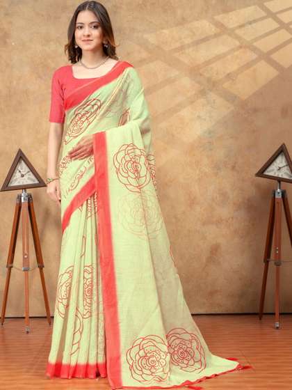 RITABEN HARESHBHAI
                        BHALIYA Linen Blend Saree