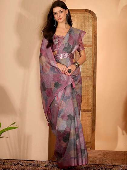 RUDRAKSH1991 Linen
                        Blend Saree