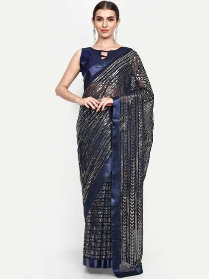 DIVASTRI Ethnic
                          Motifs Sequinned Pure Georgette Designer
                          Saree
