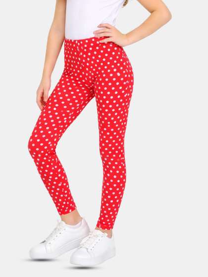 Bodycare Kids Girls
                      Red & White Printed Cotton Ankle Length
                      Leggings
