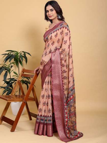 RUDRAKSH1991 Linen
                        Blend Saree