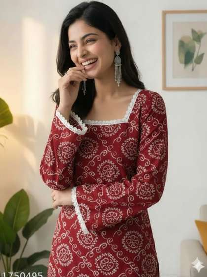 Classy Creation
                          Floral Printed Square Neck Kurti