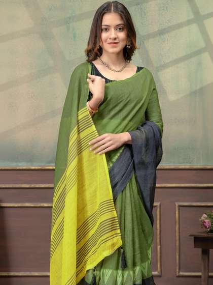 RUDRAKSH1991 Linen
                        Blend Saree