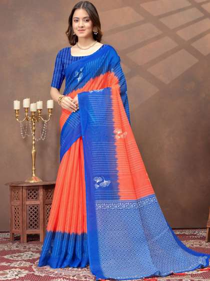 RUDRAKSH1991 Linen
                        Blend Saree