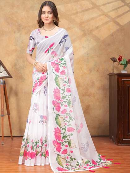 RITABEN HARESHBHAI
                        BHALIYA Linen Blend Saree
