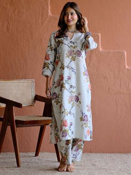 Veera Collection
                          Women Floral Regular Kurta with Trousers
