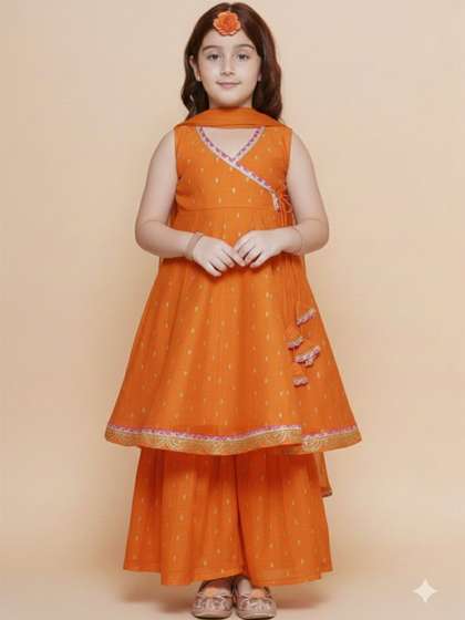 HERE&NOW Girls
                    Printed Regular Kurta with Trousers & With
                    Dupatta