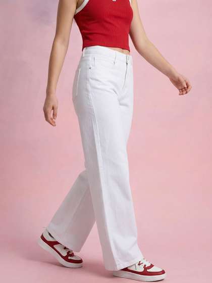 DressBerry Women
                        Wide Leg Mid-Rise Stretchable Jeans