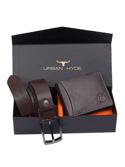 URBAN HYDE Men Formal
                    Accessory Gift Set of Leather Wallet and Classic
                    Belt Set
