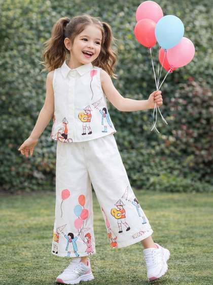 AWW HUNNIE Girls Printed
                    Shirt with Palazzos