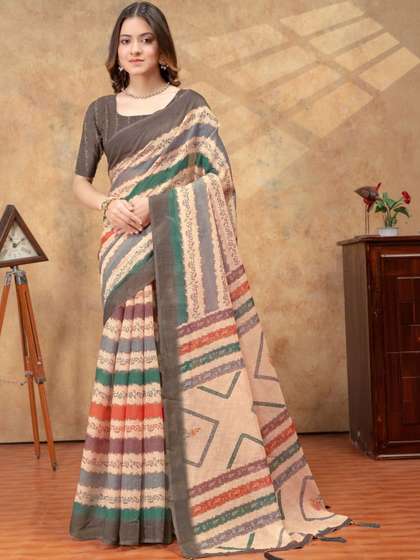 RITABEN HARESHBHAI
                        BHALIYA Linen Blend Saree