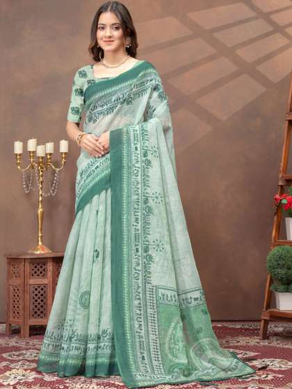 RUDRAKSH1991 Linen
                        Blend Saree