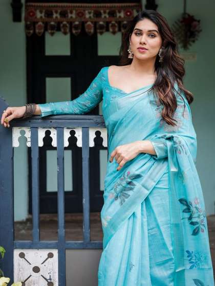 RUDRAKSH1991 Linen
                        Blend Saree