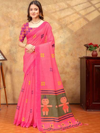 RITABEN HARESHBHAI
                        BHALIYA Linen Blend Saree
