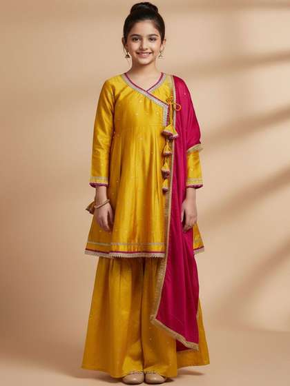 HERE&NOW Girls
                    Printed Regular Kurta with Trousers & With
                    Dupatta
