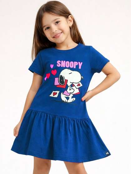 YK X Minute Mirth Girls
                    Snoopy Printed Cotton Fit & Flare Dress