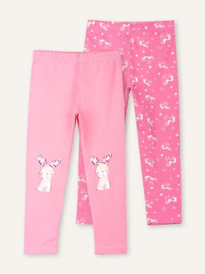 ariel Girls Pack of 2
                    Cotton Printed Ankle Length Leggings