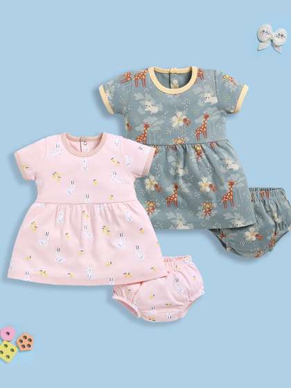BABY GO Girls Pack Of 2
                    Printed Cotton Dresses