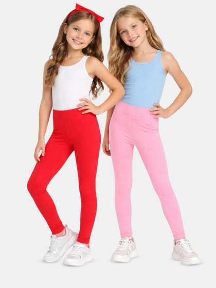 Bodycare Kids Girls Pack
                    Of 2 Solid Cotton Leggings