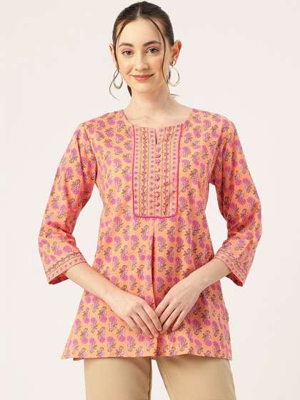 FERANOID Floral
                        Printed Pure Cotton Blend Kurti