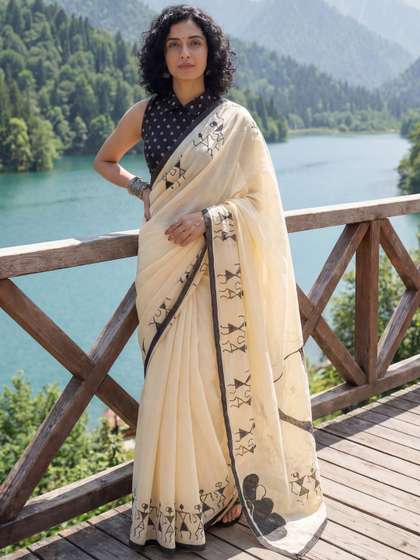 Anouk Batik Pure
                      Cotton Designer Ikat Saree