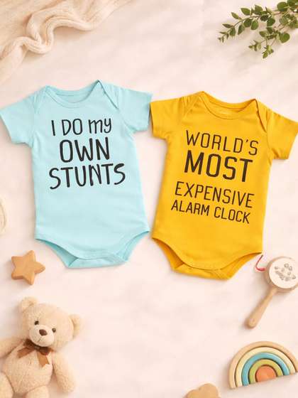 Little Angels Pack Of 2
                    Premium Bio-Washed Cotton Baby Printed Romper
                    Bodysuit