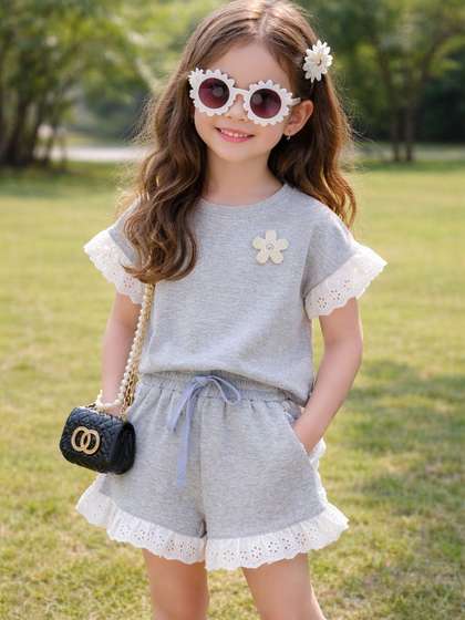 YK Infant Girls Round
                    Neck Top with Shorts