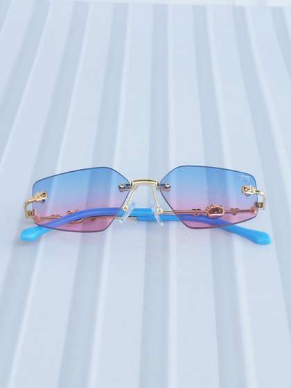 DukieKooky Girls Blue
                    Lens & Gold-Toned Square Sunglasses with