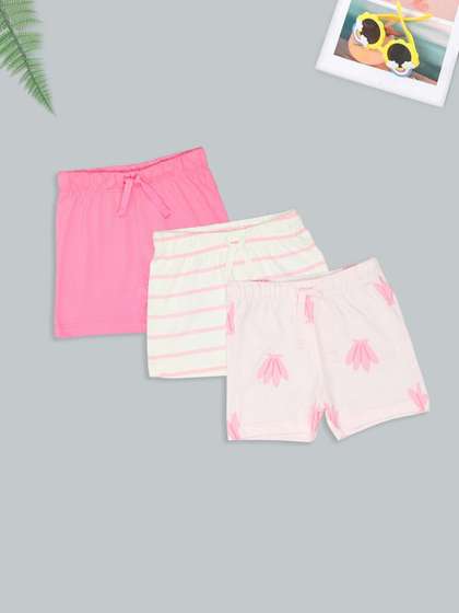 Pantaloons Baby Girls
                    Pack Of 3 Printed Pure Cotton Shorts