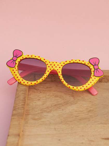DukieKooky Girls Black
                      Lens & Yellow Cateye Sunglasses with