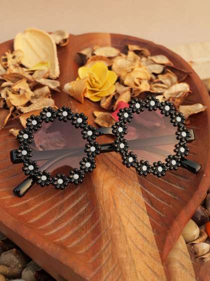 DukieKooky Girls Black
                    Lens & Black Round Sunglasses with