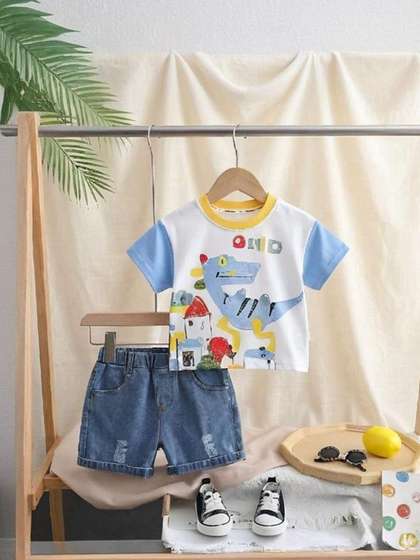 KIDNIP Unisex Kids
                    Printed T-shirt with Shorts