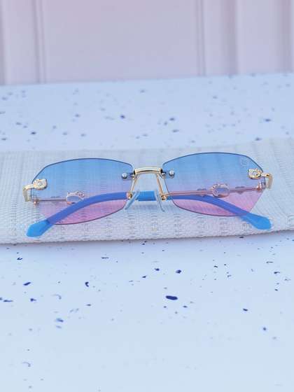 DukieKooky Girls Blue
                    Lens & Gold-Toned Oval Sunglasses with