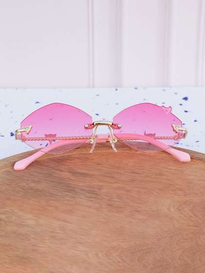 DukieKooky Girls Pink
                    Lens & Gold-Toned Oval Sunglasses with