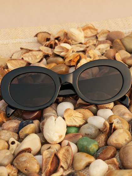 DukieKooky Girls Black
                    Lens & Black Oval Sunglasses with