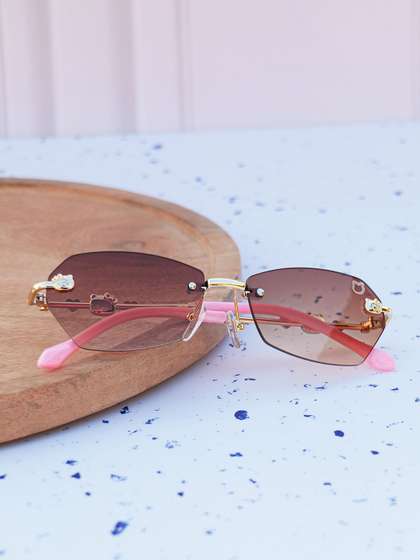 DukieKooky Girls Brown
                    Lens & Gold-Toned Oval Sunglasses with
