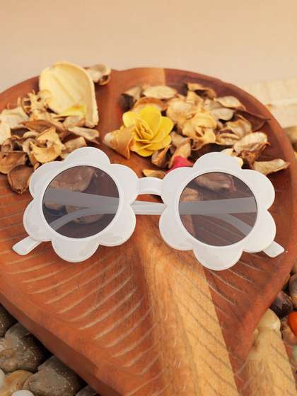 DukieKooky Girls Black
                      Lens & White Round Sunglasses with