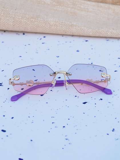 DukieKooky Girls Pink
                      Lens & Gold-Toned Square Sunglasses with