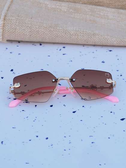 DukieKooky Girls Brown
                      Lens & Gold-Toned Square Sunglasses with