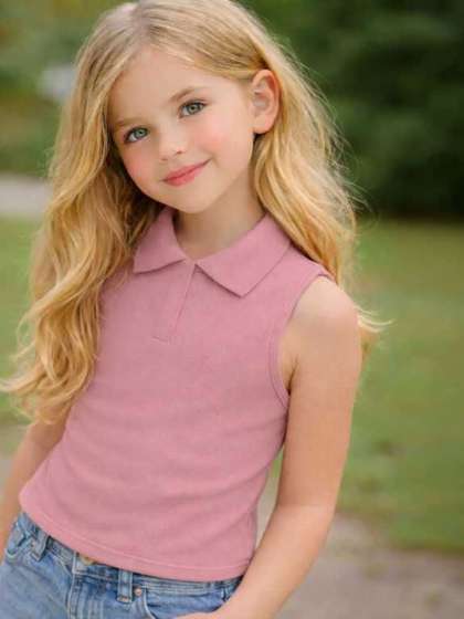 Ninas Girls Pink
                        Cotton Blend Tops
