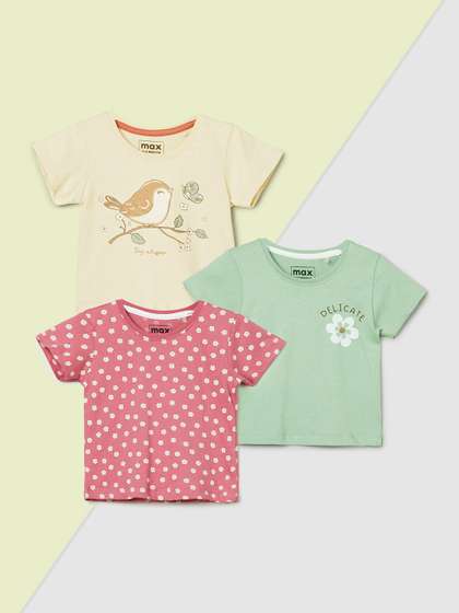 max Girls Pack Of 3
                    Graphic Printed T-shirt