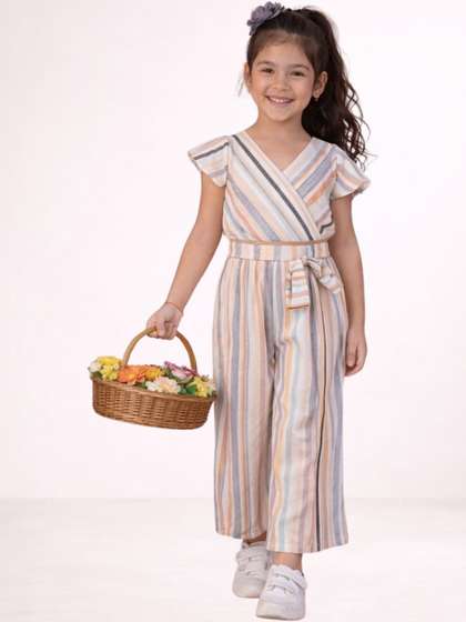 LIL DRAMA Girls Striped
                    Top with Palazzos